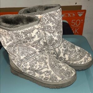 UGG Gray Winter Rain Boots with Cozy Fleece Lining